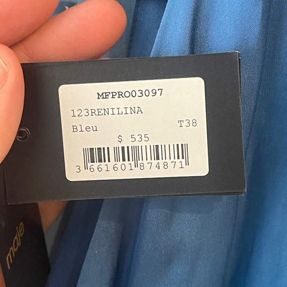 Maje Blue Tie Dye Satin Maxi Dress Size 6 - Picture 6 of 9